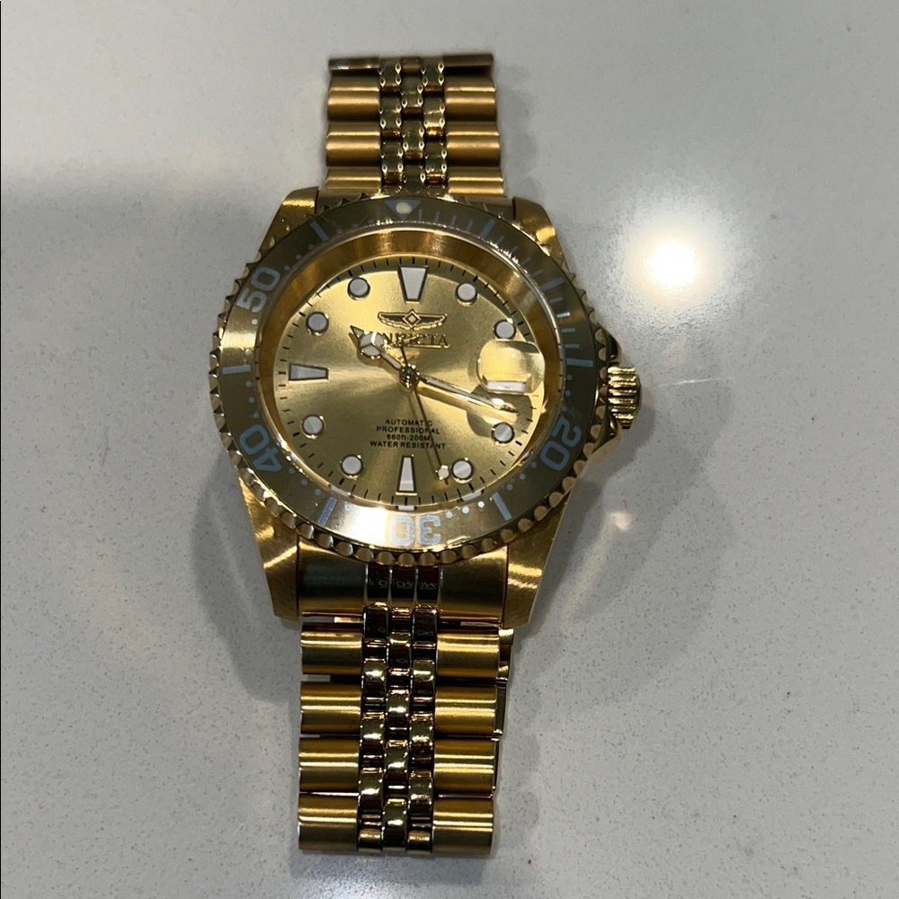 Invicta Gold Dive Watch with Black Accents